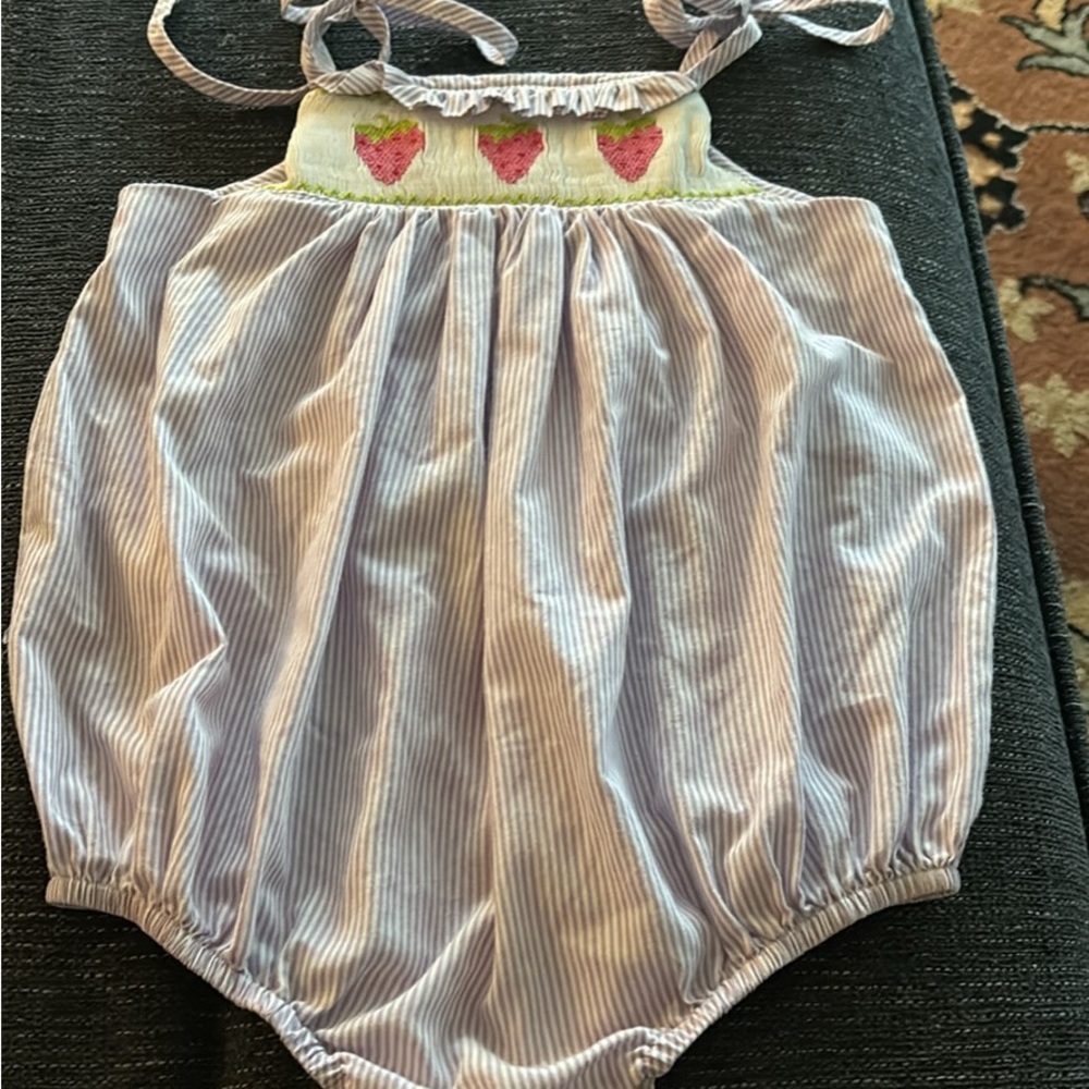 Striped Baby Romper with Strawberry Design